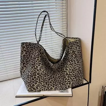 Большая вместительная сумка через плечо, новая модная повседневная сумка-тоут с леопардовым принтом для женщин и женщин 39x20x35cm леопардовый