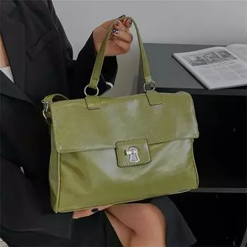 Большая вместительная сумка через плечо из вощеной кожи с маслом, популярный винтажный портфель из мягкой кожи, женская дизайнерская сумка через плечо Sense Commuter (30cm<Max Length<50cm)