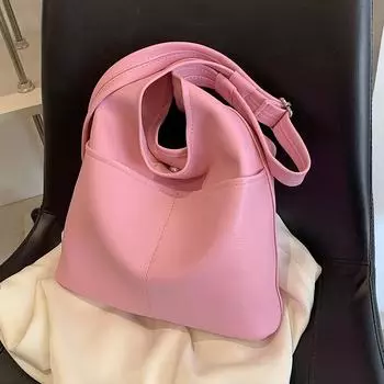 Большая вместительная сумка через плечо, женская новая летняя простая и универсальная сумка через плечо из искусственной кожи, модная сумка-ведро