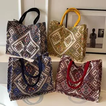 Большая вместительная сумка через плечо для женщин 2024 года, новая модная холщовая сумка для поездок на работу, европейская и американская модная портативная сумка для мам чёрный