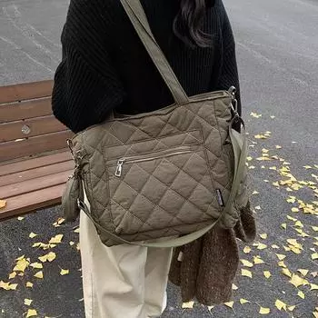 Большая вместительная сумка через плечо женская сумка-тоут для поездок на работу студенческая сумка через плечо чёрный