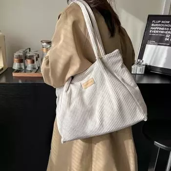 Большая вместительная сумка через плечо из вельвета, женская сумка-тоут, сумка для школьников и студентов зелёный