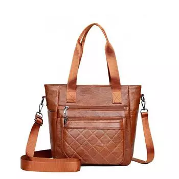Большая вместительная сумка через плечо из мягкой кожи, женская винтажная сумка для поездок на работу, сумка через плечо с несколькими отделениями коричневый