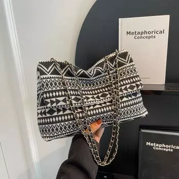 Большая вместительная сумка через плечо для женщин 2024 года, летняя новая тенденция, студенческая модная сумка для поездок на работу чёрный