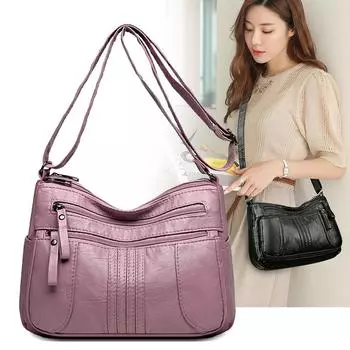 Большая вместительная сумка через плечо, однотонная уличная сумка через плечо, сумка для мам среднего возраста розовый