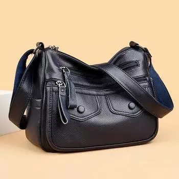 Большая вместительная сумка через плечо из полиуретана на молнии для женщин, универсальная сумка через плечо, высококачественная модная сумка через плечо