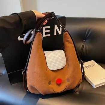 Большая вместительная сумка через плечо для женщин 2024 года, новая осенняя симпатичная мультяшная сумка-смайлик, повседневная сумка-тоут 34*13*32