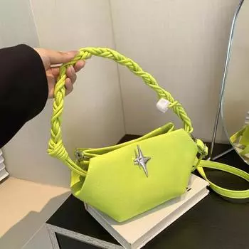 Большая вместительная сумка через плечо для женщин, модная однотонная сумка из ПУ, нежная ручка