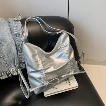 Большая вместительная сумка через плечо, простая индивидуальная модная сумка-тоут 2024 года, новая нишевая простая сумка, женская сумка чёрный