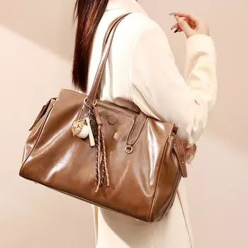 Большая вместительная сумка через плечо, стильная сумка для дальних поездок коричневый