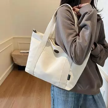 Большая вместительная сумка через плечо женская сумка через плечо студенческая сумка-тоут чёрный