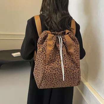 Большая вместительная сумка через плечо, повседневная сумка с принтом, портативный стильный рюкзак для поездок на работу коричневый