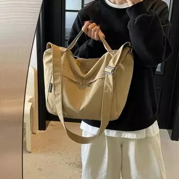 Большая вместительная сумка через плечо женская сумка студенческая сумка для поездок на работу через плечо сумка-тоут чёрный