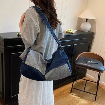 Большая вместительная сумка через плечо Niche Casual, весенняя модная и простая сумка-тоут, женская сумка синий