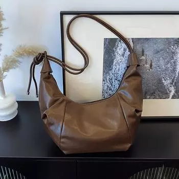 Большая вместительная сумка через плечо женская сумка 2025 новая весенняя ретро простая сумка-тоут модная сумка-мессенджер чёрный