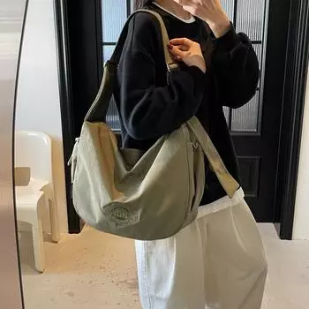 Большая вместительная сумка через плечо с вышивкой женская сумка через плечо для поездок на работу сумка-тоут чёрный