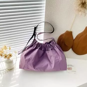 Большая вместительная сумка через плечо женская плиссированная легкая сумка через плечо сумка подмышкой розовый