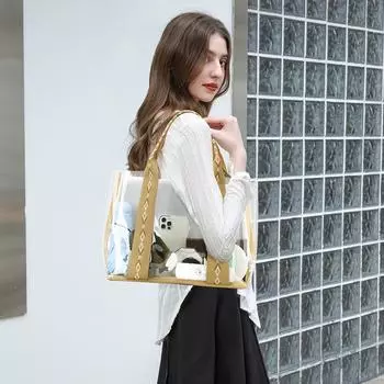 Большая вместительная сумка для хранения сумок из прозрачного ПВХ, женская модная симпатичная горизонтальная сумка