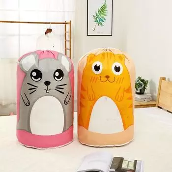 Большая вместительная сумка для хранения на шнурке PEVA Cartoon складная сумка для хранения в общежитии Grey-Mouse