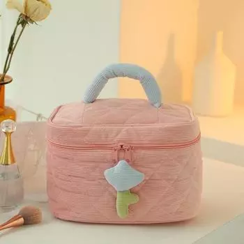 Большая вместительная сумка для хранения, дорожная косметичка, портативная косметичка-тюльпан, вельветовые косметички на молнии розовый