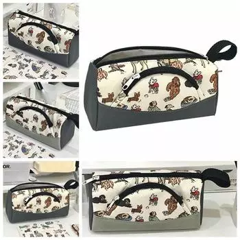 Большая вместительная сумка для канцелярских принадлежностей, милый щенок, сумка для ручек, пенал для мальчиков и девочек, канцелярские принадлежности для студентов серый