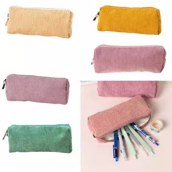 Большая вместительная сумка для карандашей Вельветовые пеналы Пенал на молнии Канцелярская сумка Косметичка 1