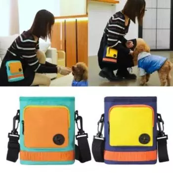 Большая вместительная сумка для лакомств для собак, портативные карманы для дрессировки щенков, сумка для закусок для домашних животных, поощрение за еду оранжевый/зелёный