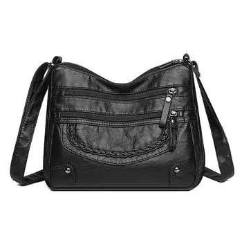 Большая вместительная сумка для мам среднего возраста, многослойная женская сумка через плечо, маленькая квадратная сумка чёрный