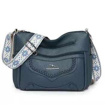 Большая вместительная сумка для мам среднего возраста, многослойная женская сумка через плечо, маленькая квадратная сумка синий