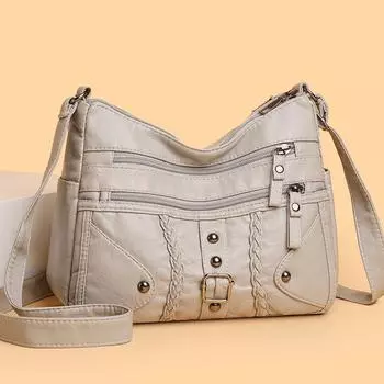 Большая вместительная сумка для мамы, сумка через плечо из мягкой кожи среднего возраста, женская сумка через плечо красный