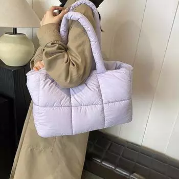 Большая вместительная сумка для одежды из хлопка, женская, 2024 года, новая модная сумка через плечо под мышкой, повседневная портативная сумка-тоут Cloud серый