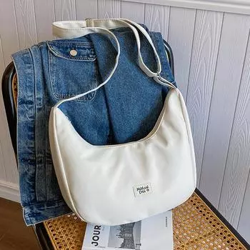 Большая вместительная сумка для отдыха, весенняя и летняя универсальная сумка через плечо, однотонная сумка для пельменей в иностранном стиле бежевый