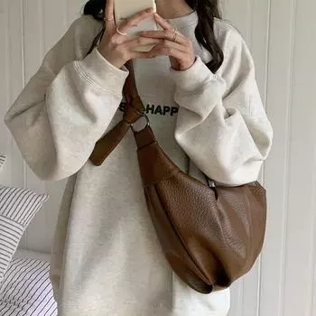 Большая вместительная сумка для пельменей из мягкой кожи в стиле ретро с плиссировкой, повседневная и универсальная сумка через плечо для поездок на работу 20x6x22cm белый