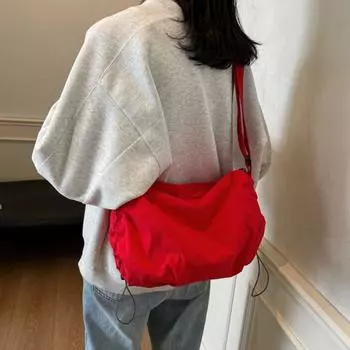 Большая вместительная сумка для пельменей с завязками на шнурке, универсальная спортивная сумка через плечо из нейлона, сумка через плечо для активного отдыха красный