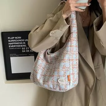 Большая вместительная сумка для подмышек, женская вязаная сумка на плечо, большая сумка для студентов зелёный