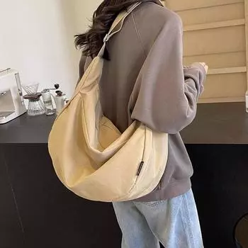 Большая вместительная сумка для подмышек в форме полумесяца, однотонная оксфордская сумка через плечо хаки