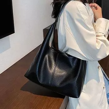 Большая вместительная сумка для подмышек из масляно-вощеной кожи, женская новая модная сумка-тоут «все в одном», осенне-зимняя популярная сумка для поездок на работу (30cm<Max Length<50cm)