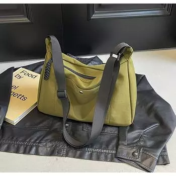 Большая вместительная сумка для поездок на работу 2024 года, новая однотонная простая нейлоновая сумка, женская сумка, студенческая сумка для занятий синий