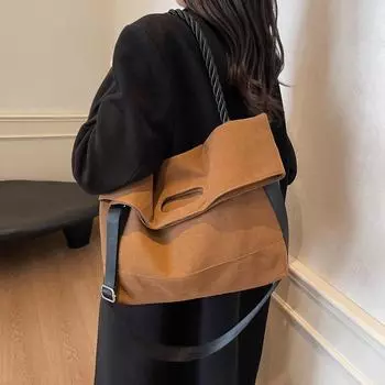 Большая вместительная сумка для поездок на работу, женская сумка через плечо, ручная сумка-тоут коричневый