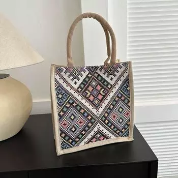 Большая вместительная сумка для поездок на работу для женщин, новая модная сумка на одно плечо в этническом стиле, студенческая ручная сумка для занятий