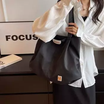 Большая вместительная сумка для покупок, женская сумка через плечо для покупок чёрный