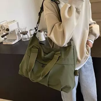 Большая вместительная сумка для покупок, сумка через плечо, женская портативная сумка-тоут, сумка через плечо для студентов чёрный