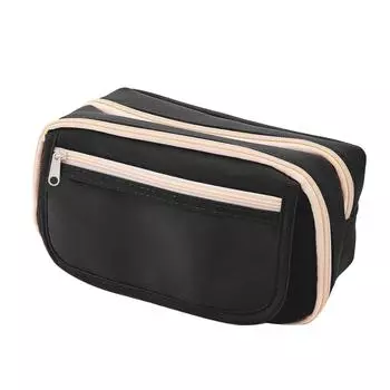 Большая вместительная сумка для ручек, многофункциональная сумка для хранения канцелярских принадлежностей, однотонный пенал, прозрачный органайзер для канцелярских принадлежностей на молнии 3