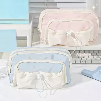 Большая вместительная сумка для ручек, портативная многофункциональная сумка на молнии для мальчиков и девочек, школьный карандаш, чехол для канцелярских принадлежностей, школьные принадлежности розовый