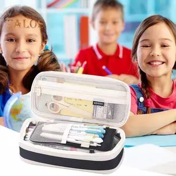 Большая вместительная сумка для ручек, портативный органайзер для хранения, сумка на молнии, канцелярские принадлежности, пенал, офисные принадлежности фиолетовый