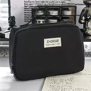Большая вместительная сумка для ручек, черный простой японский пенал, канцелярские сумки для хранения, женские косметички One Size чёрный