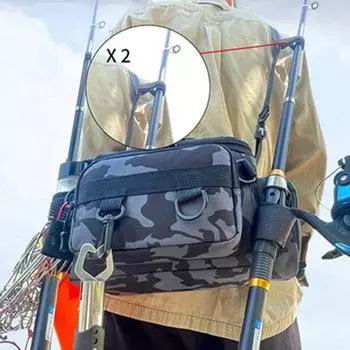 Большая вместительная сумка для рыболовных снастей из водонепроницаемой ткани Оксфорд с несколькими карманами, портативный органайзер для рыболовных принадлежностей, поясная сумка через плечо коричневый