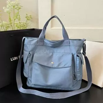 Большая вместительная сумка для студентов колледжа, женская, 2024 года, простая, повседневная, сумка через плечо, портативная сумка для покупок