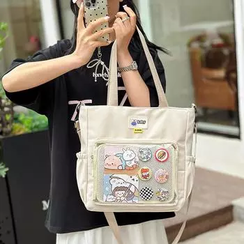 Большая вместительная сумка для студентов, сумка через плечо, прозрачная женская сумка через плечо чёрный