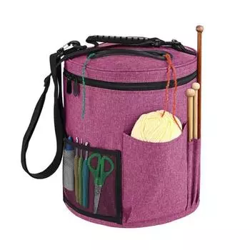 Большая вместительная сумка для вязания крючком из пряжи и кругов, органайзер для вязания крючком из шерсти розы красного